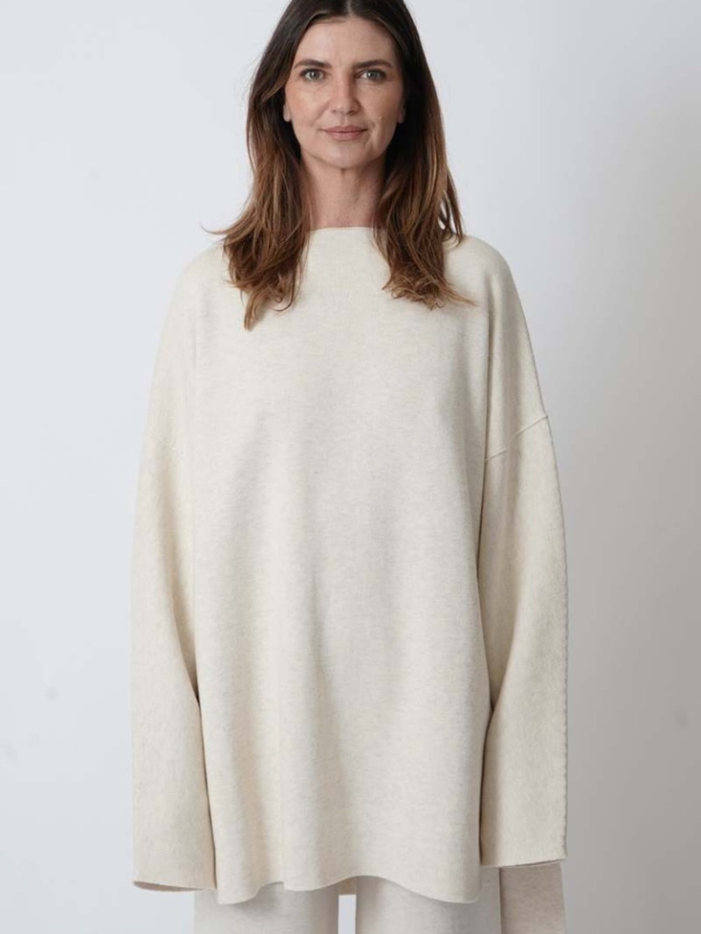 LAUREN MANOOGIAN The Double Knit Boatneck Sweater In Bone Pima Cotton SS24 1
